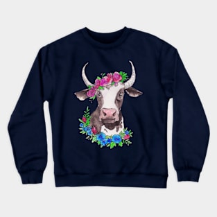 Spring flower Cow Crewneck Sweatshirt